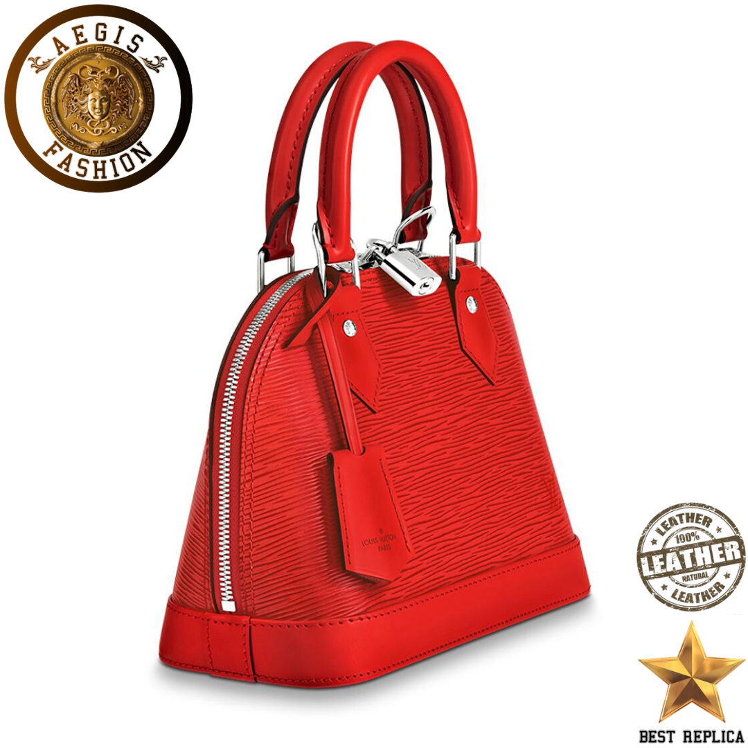 replica epi leather coquelicot red louis vuitton alma bb premium designer handbag buvola
