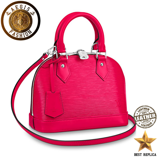 replica louis vuitton alma bb epi leather grenade pink luxury designer mini handbag buvola