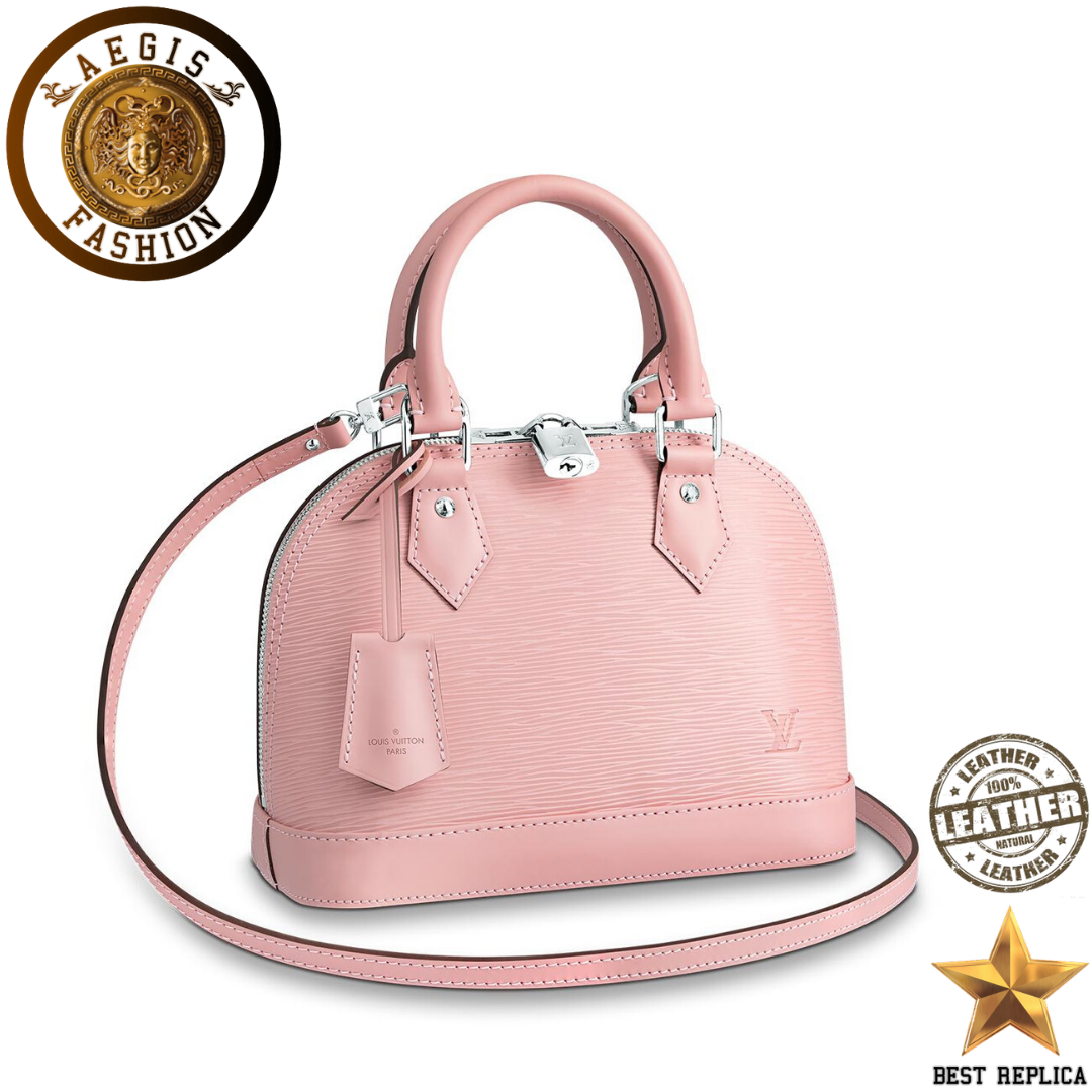 replica louis vuitton alma bb epi leather rose ballerine luxury designer mini handbag buvola