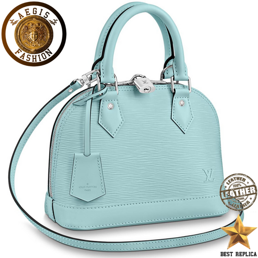 replica louis vuitton alma bb epi leather seaside blue luxury designer mini handbag buvola