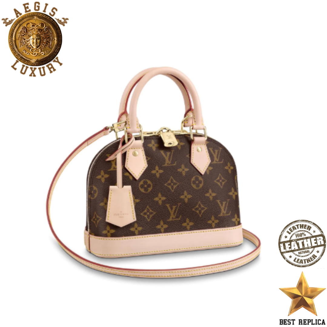 replica louis vuitton alma bb monogram canvas luxury designer mini handbag buvola