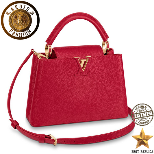 replica louis vuitton capucines bb taurillon leather scarlet red luxury designer handbag buvola