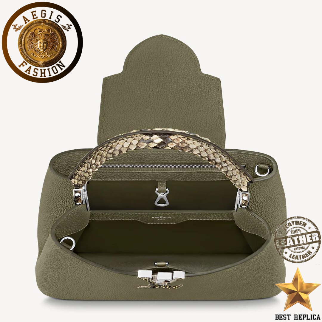 replica louis vuitton capucines mm taurillon cowhide structured luxury handbag buvola