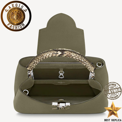 replica louis vuitton capucines mm taurillon cowhide structured luxury handbag buvola