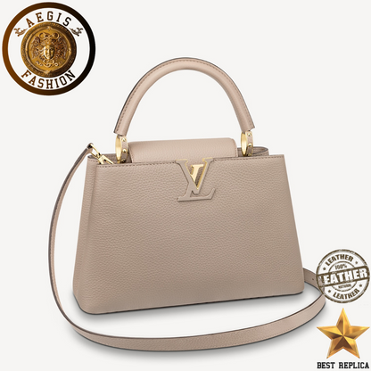 replica louis vuitton capucines pm galet gray luxury designer handbag buvola