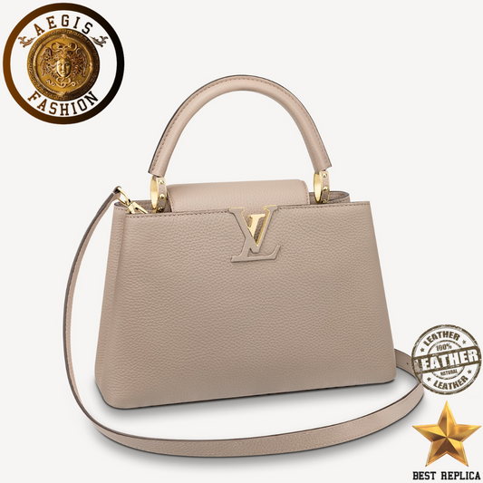 replica louis vuitton capucines pm galet gray luxury designer handbag buvola