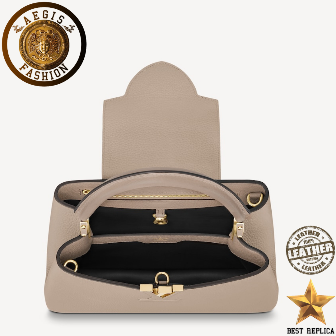 replica galet gray leather louis vuitton capucines pm premium designer handbag buvola
