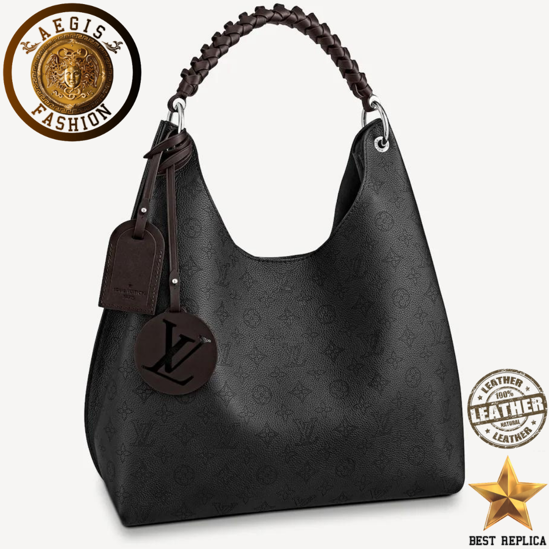 replica louis vuitton carmel hobo mahina black luxury designer handbag buvola