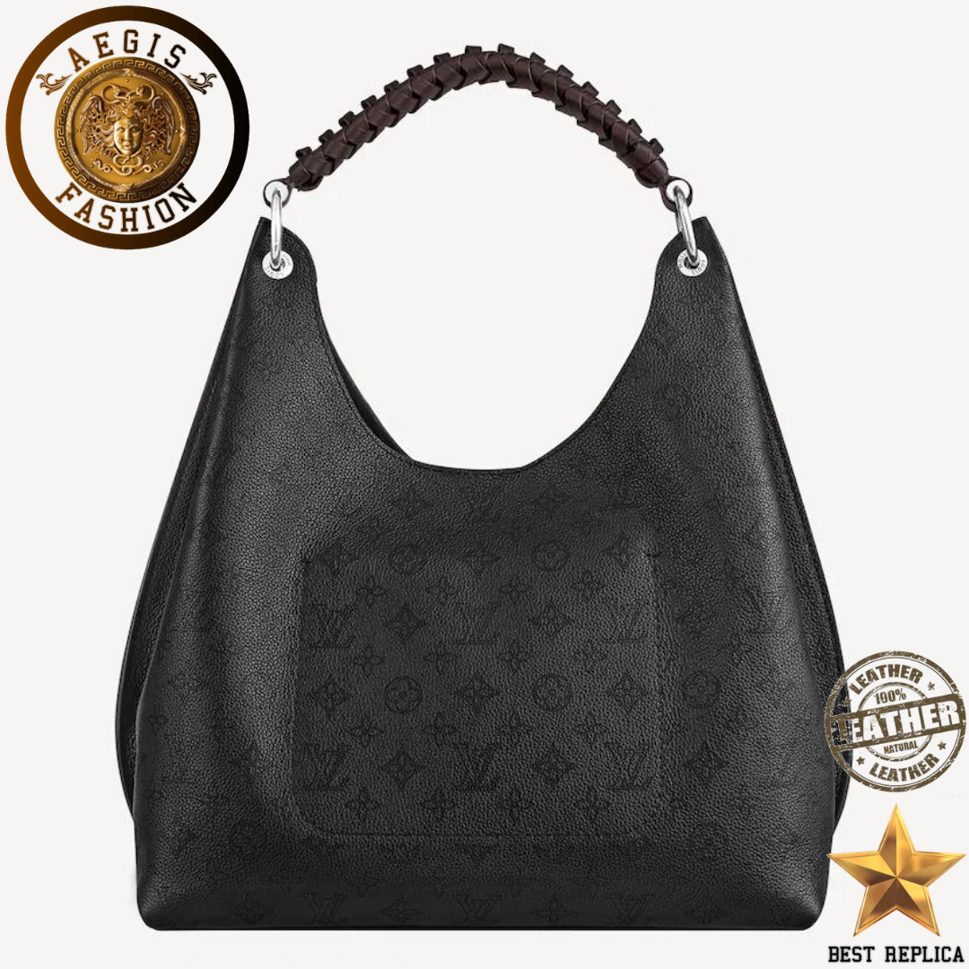 replica louis vuitton carmel hobo mahina black leather luxury shoulder bag buvola