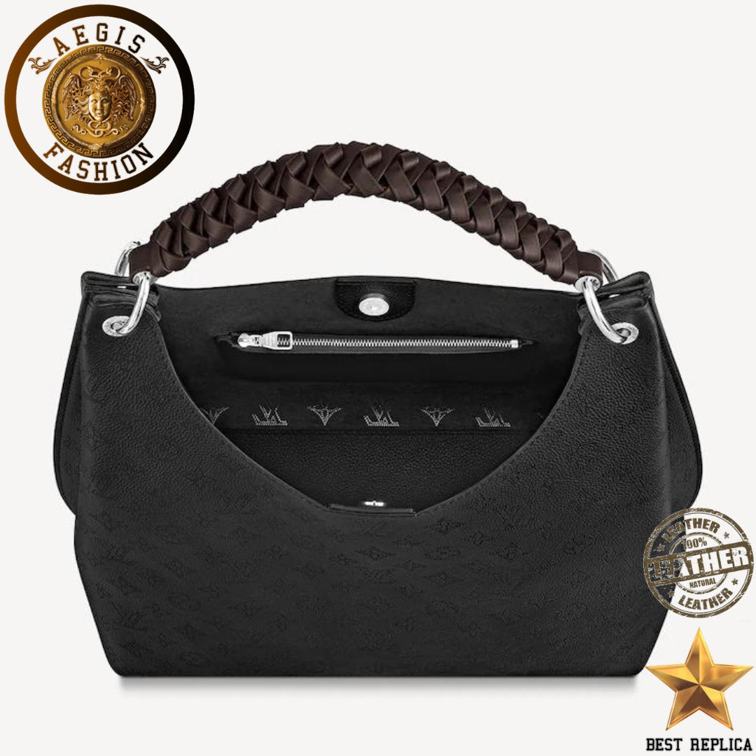 replica black mahina leather louis vuitton carmel hobo designer handbag buvola