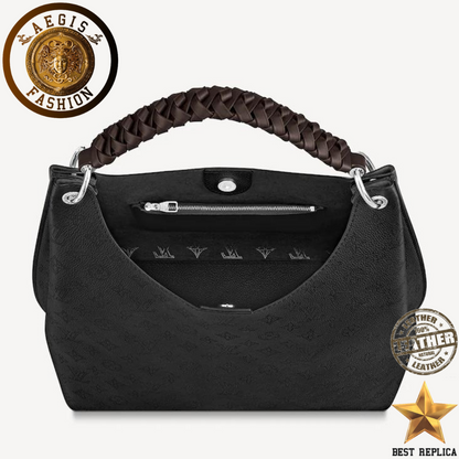 replica black mahina leather louis vuitton carmel hobo designer handbag buvola