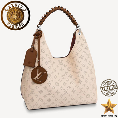 replica louis vuitton carmel hobo mahina creme beige luxury designer handbag buvola