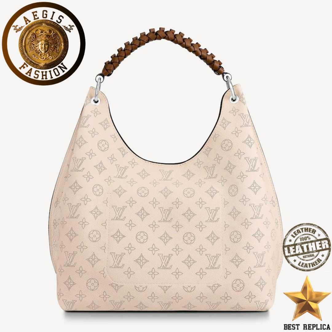 replica louis vuitton carmel hobo mahina creme beige leather luxury shoulder bag buvola
