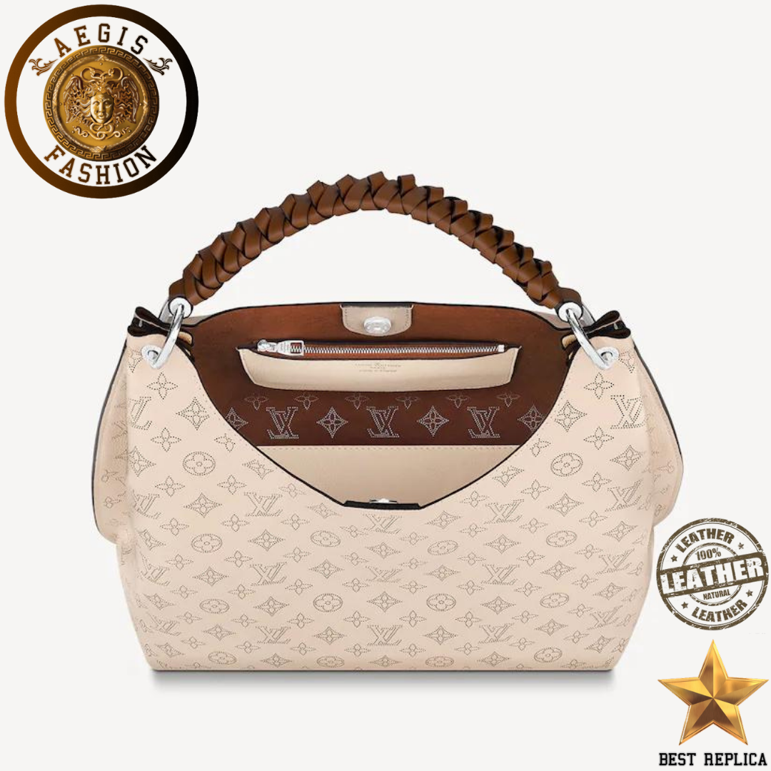 replica creme beige mahina leather louis vuitton carmel hobo designer handbag buvola