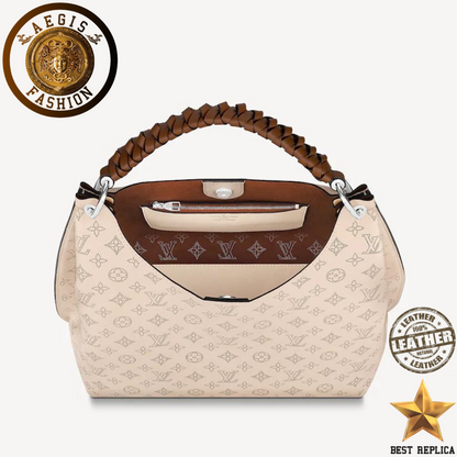 replica creme beige mahina leather louis vuitton carmel hobo designer handbag buvola