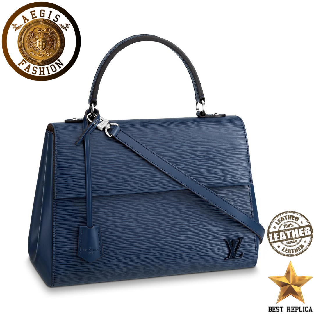 replica louis vuitton cluny mm epi leather indigo blue luxury designer handbag buvola