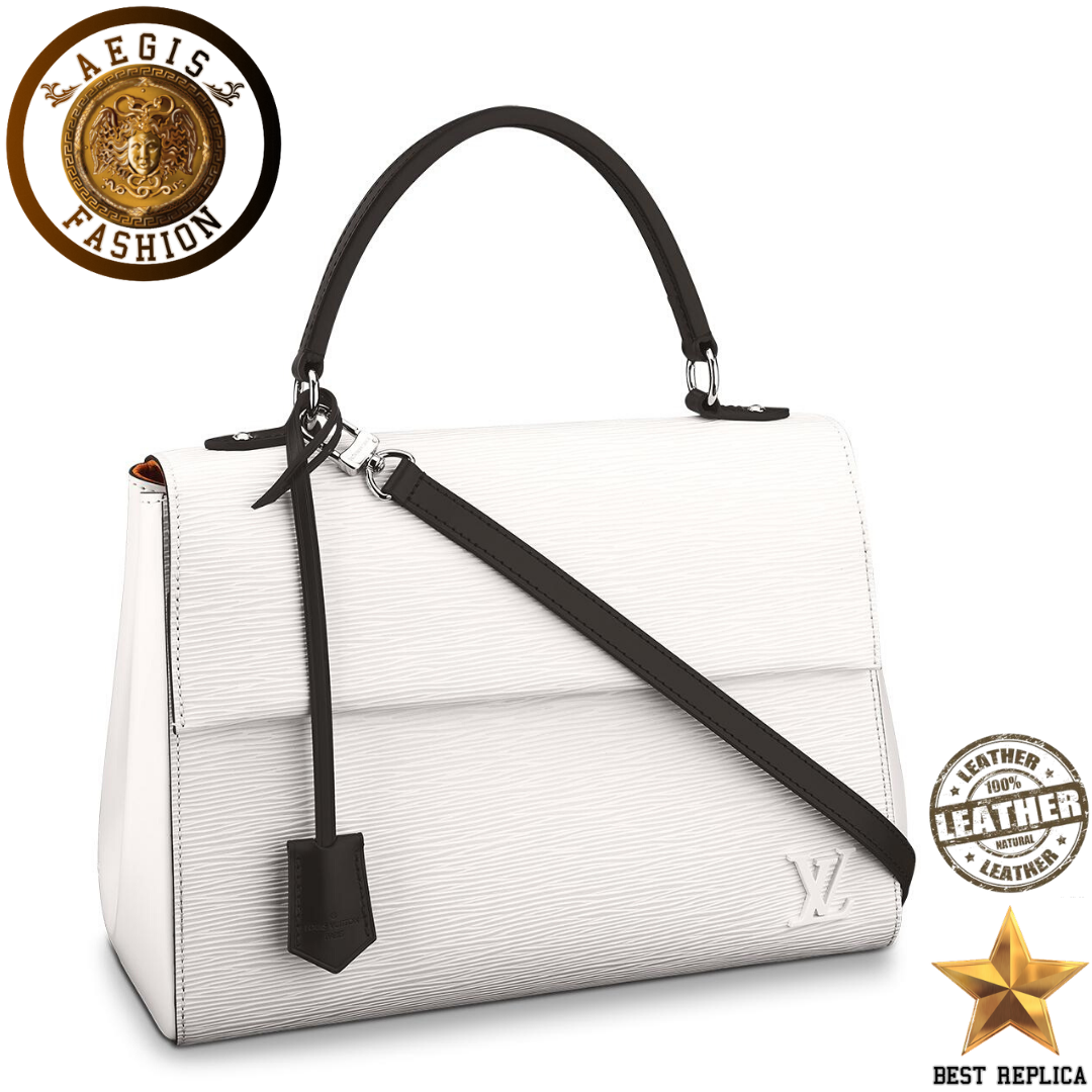 replica louis vuitton cluny mm epi leather white luxury designer handbag buvola