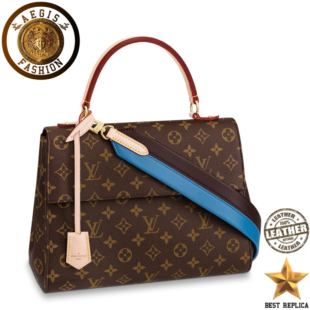 replica louis vuitton cluny mm monogram canvas bleu glacier blue luxury designer handbag buvola