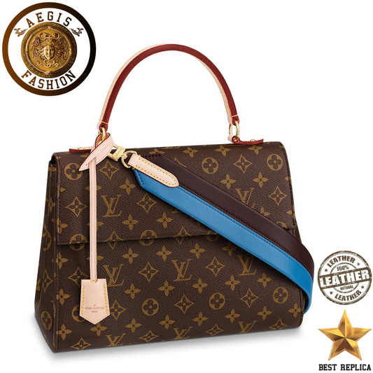 replica louis vuitton cluny mm monogram canvas bleu glacier blue luxury designer handbag buvola