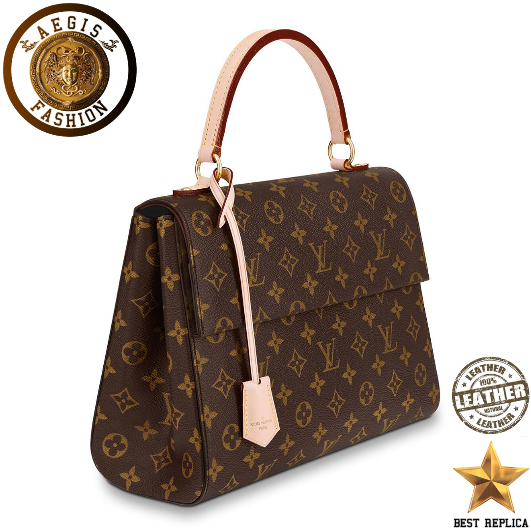 replica monogram canvas bleu glacier blue louis vuitton cluny mm premium designer handbag buvola