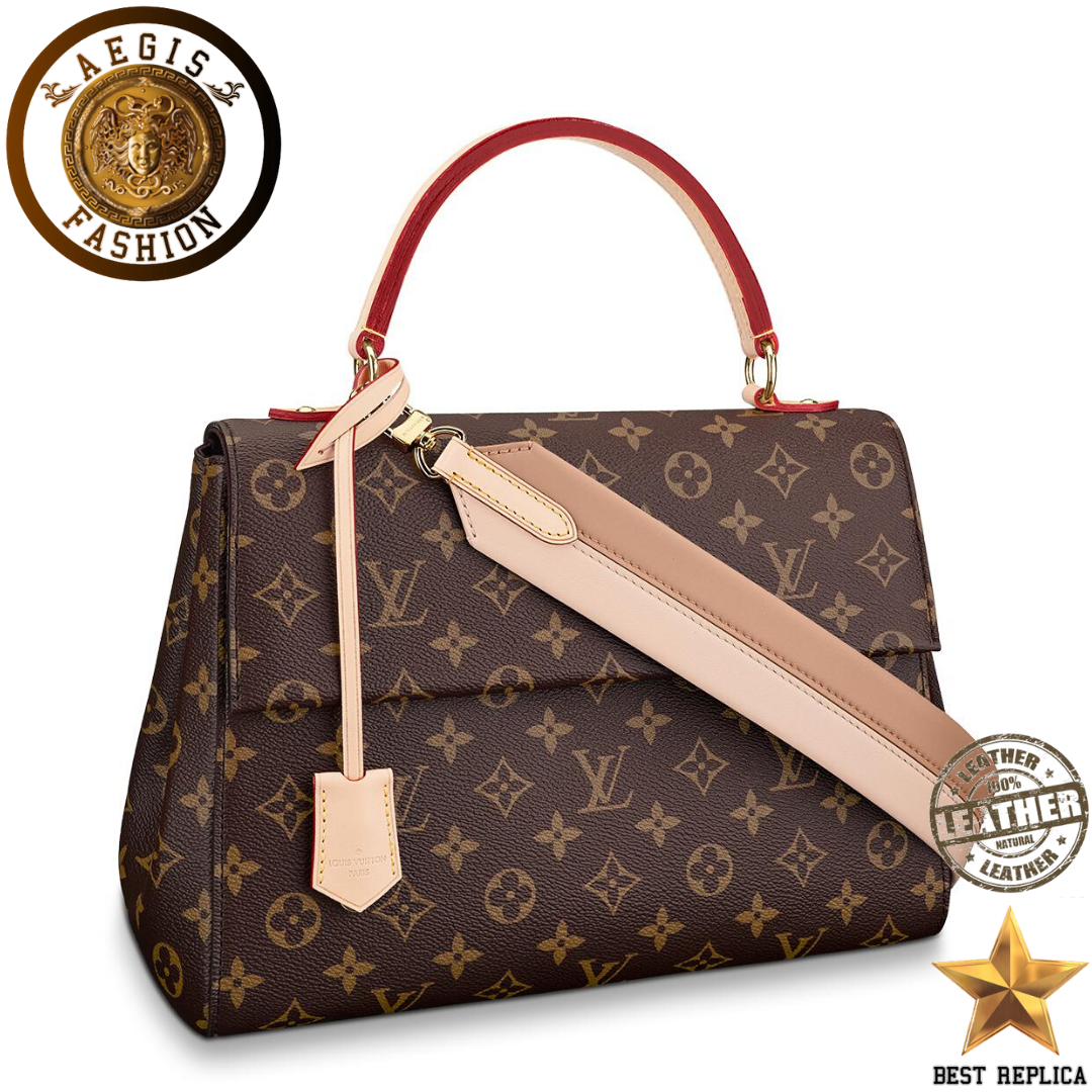 replica louis vuitton cluny mm monogram canvas creme beige luxury designer handbag buvola