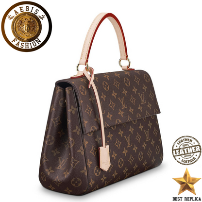 replica monogram canvas creme beige louis vuitton cluny mm premium designer handbag buvola