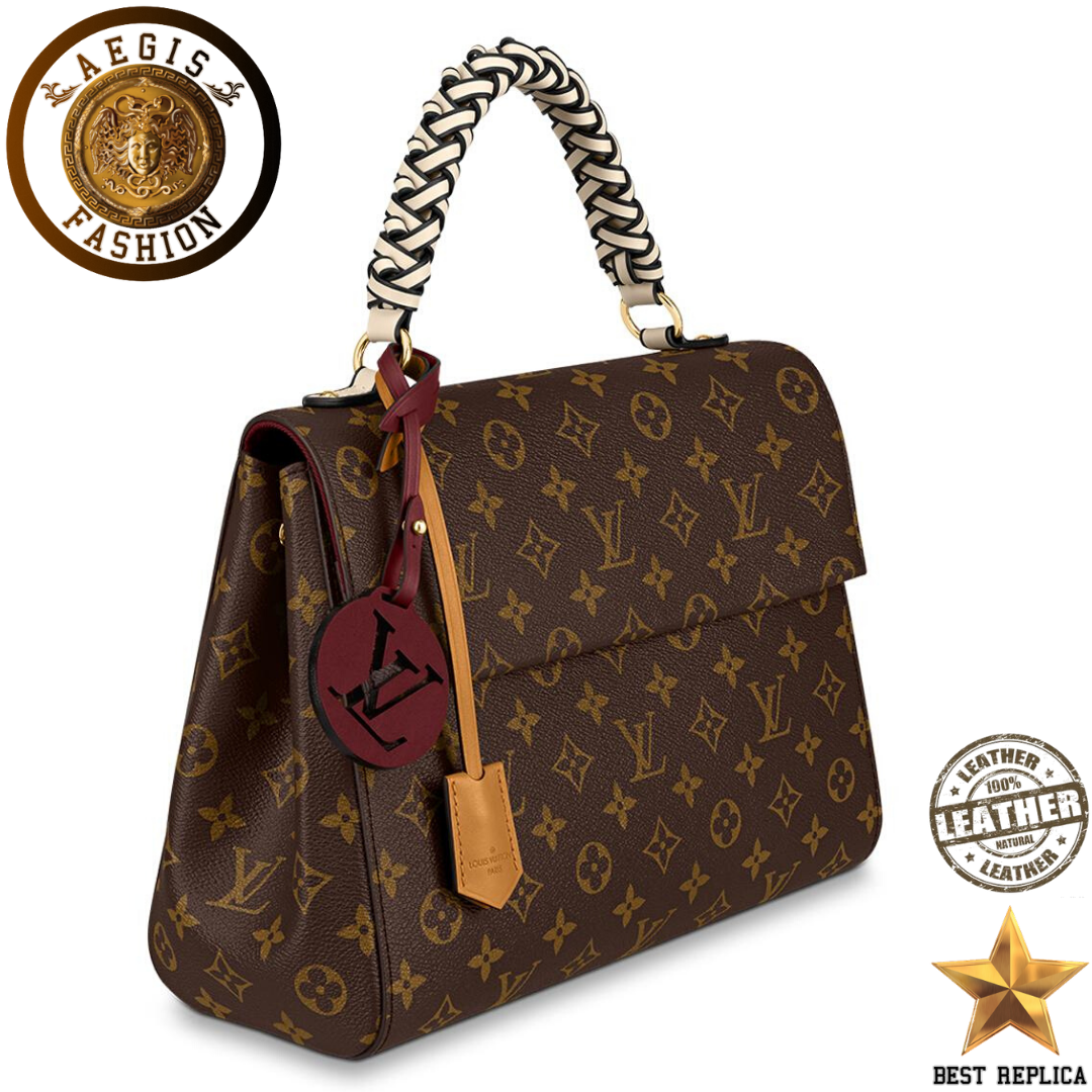 replica monogram canvas navy blue louis vuitton cluny mm premium designer handbag buvola