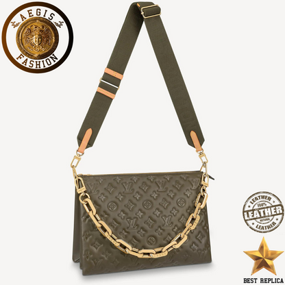 replica louis vuitton coussin mm khaki green luxury designer handbag buvola