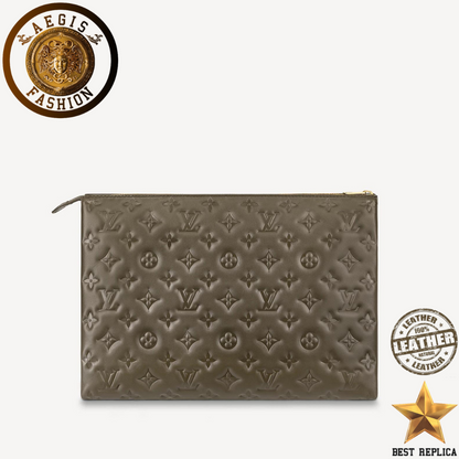 replica khaki green leather louis vuitton coussin mm designer handbag buvola