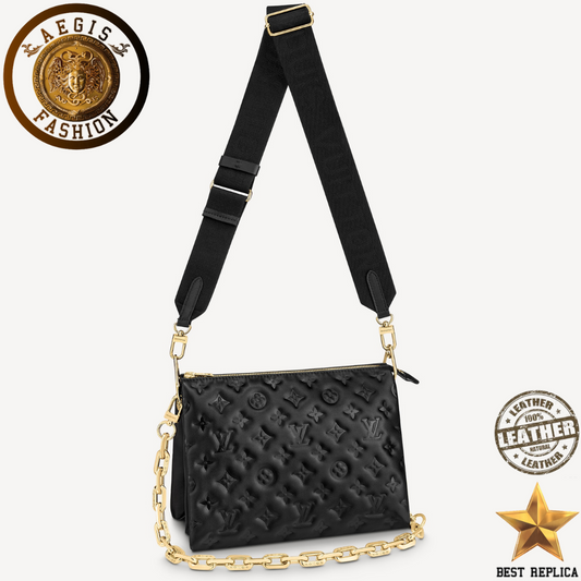replica louis vuitton coussin pm black luxury designer shoulder bag buvola