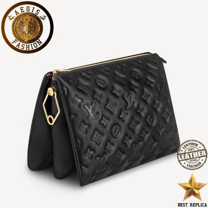replica louis vuitton coussin pm black monogram embossed leather premium designer handbag buvola