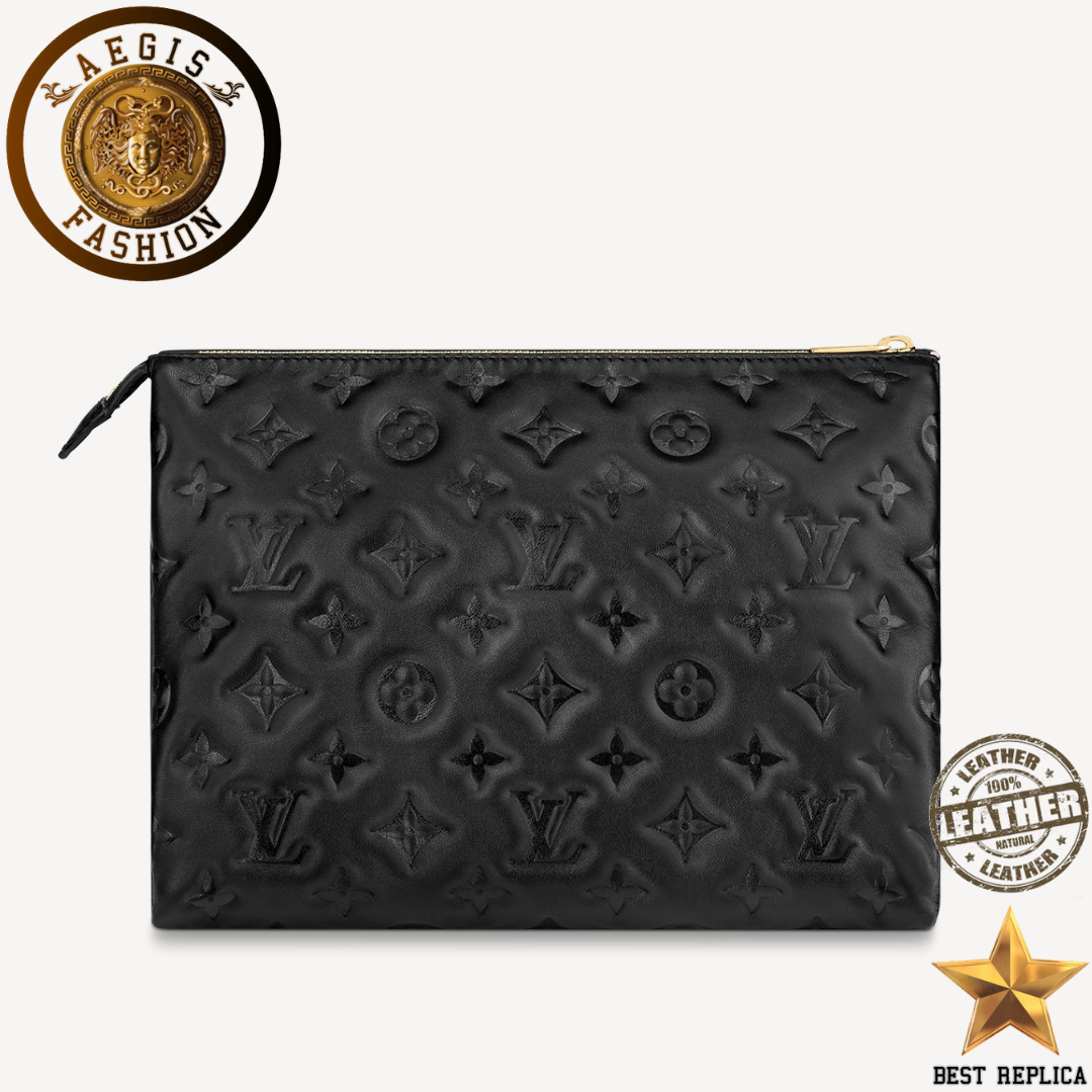 replica black leather louis vuitton coussin pm designer handbag buvola