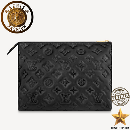 replica black leather louis vuitton coussin pm designer handbag buvola
