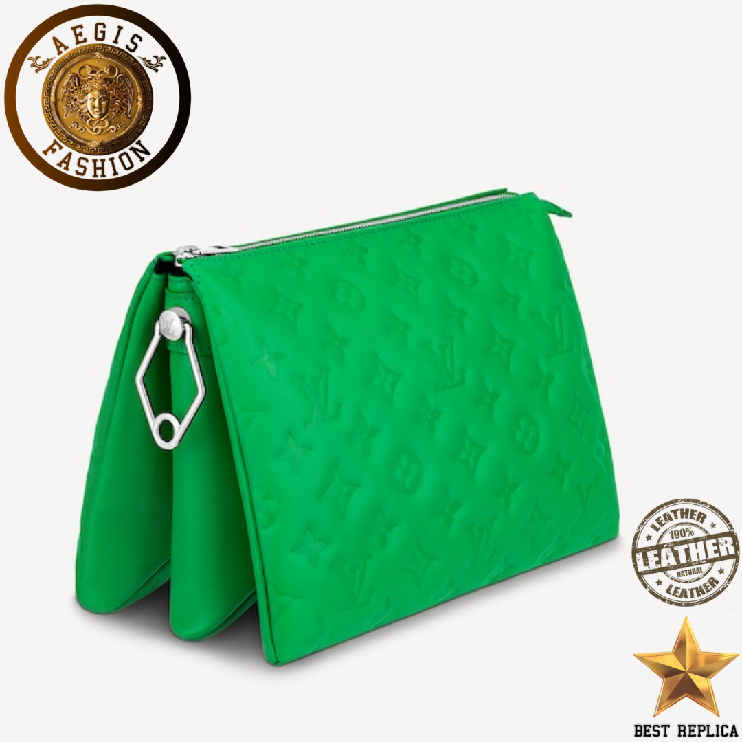 replica louis vuitton coussin pm neon green monogram leather premium designer handbag buvola