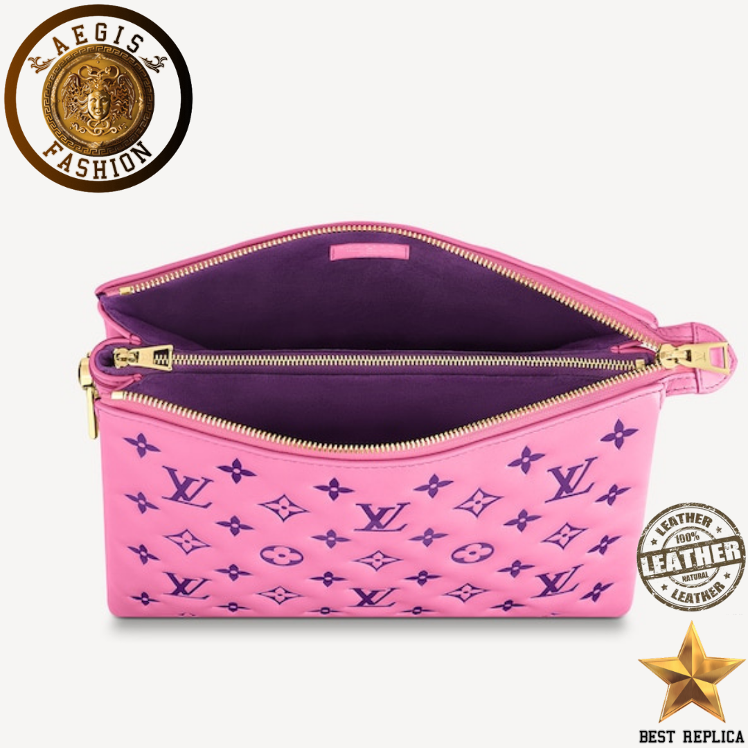 replica louis vuitton coussin pm pink padded leather luxury shoulder bag buvola
