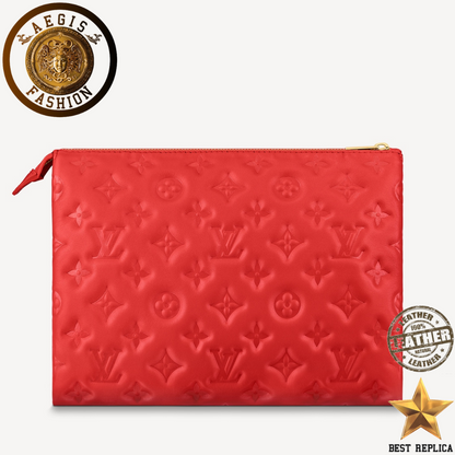 replica red leather louis vuitton coussin pm designer handbag buvola