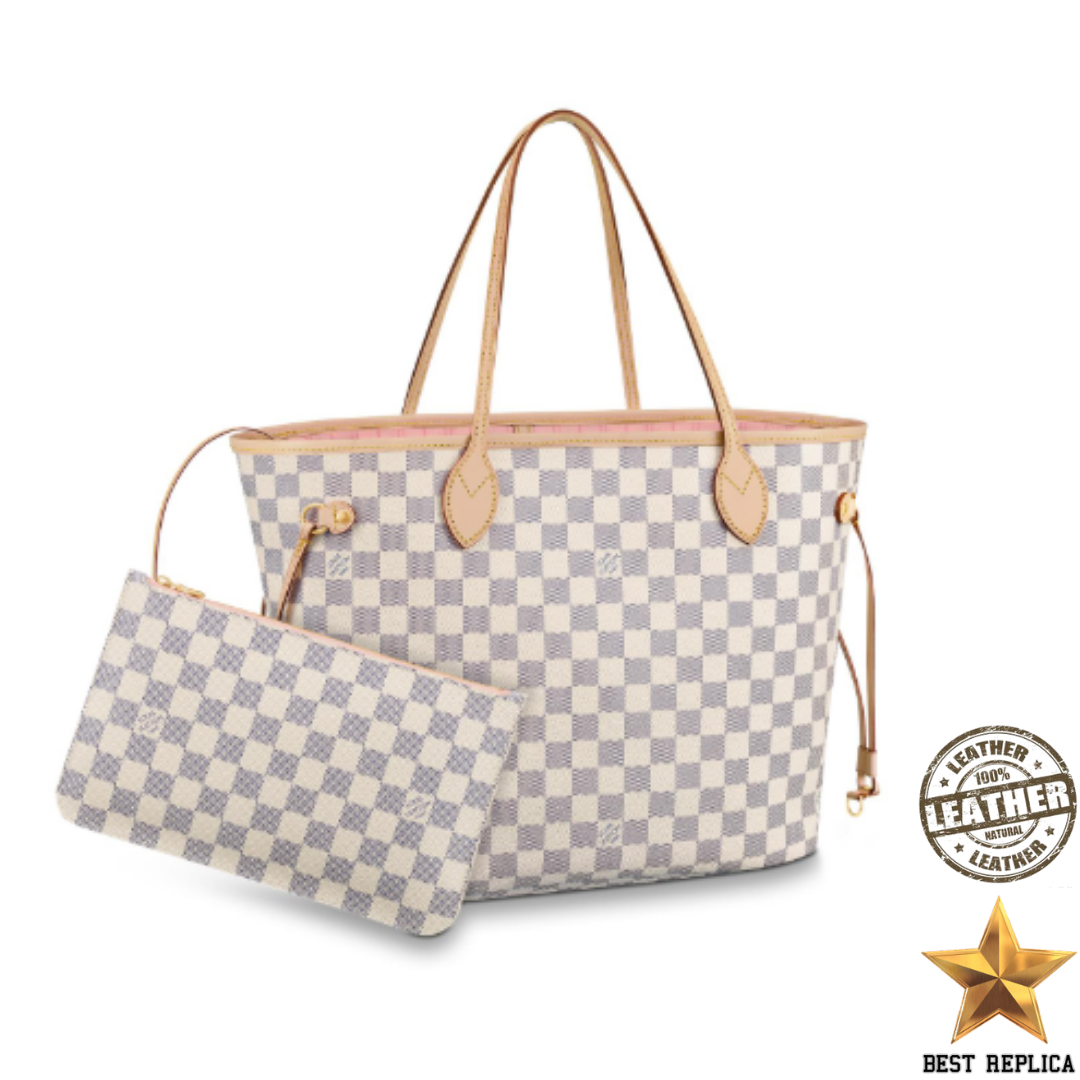 replica neverfull mm damier azur rose ballerine louis vuitton classic luxury handbag spacious tote buvola