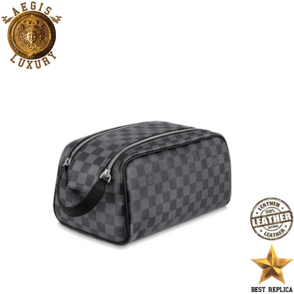 replica damier graphite canvas dopp kit toilet pouch louis vuitton modern stylish toiletry bag buvola