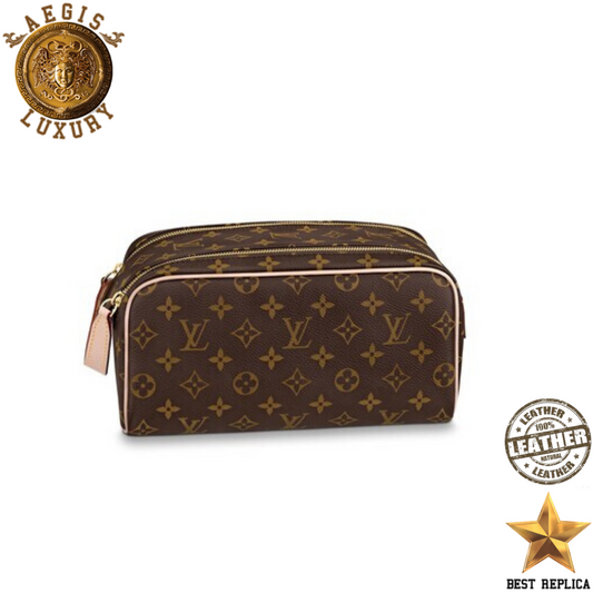 replica louis vuitton dopp kit toilet pouch monogram canvas luxury designer travel accessory buvola