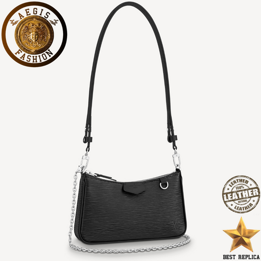 replica louis vuitton easy pouch on strap black leather luxury designer handbag buvola