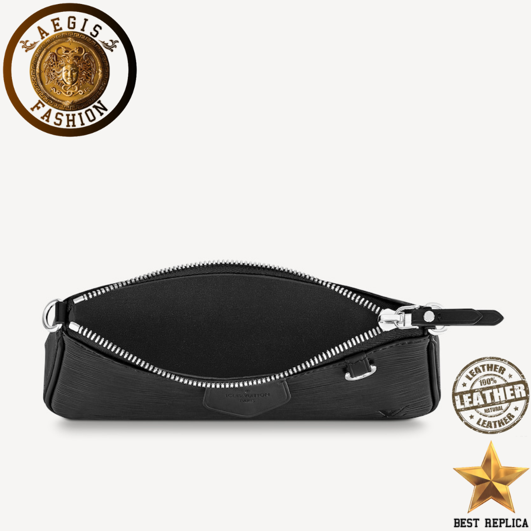 replica louis vuitton easy pouch on strap black leather premium designer pouch bag buvola