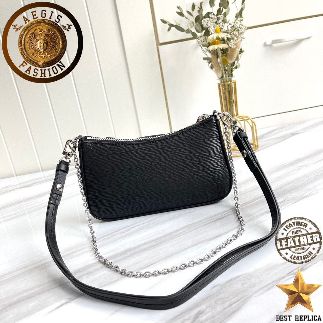 replica louis vuitton easy pouch on strap black leather premium luxury pouch handbag buvola