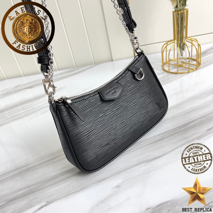 replica louis vuitton easy pouch on strap black leather luxury designer handbag buvola