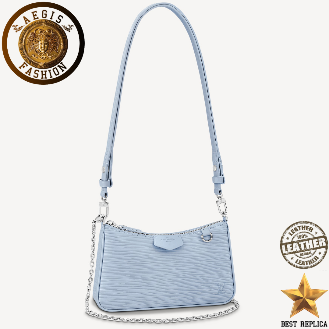 replica louis vuitton easy pouch on strap bleu celeste blue luxury designer handbag buvola