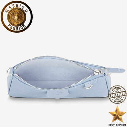 replica louis vuitton easy pouch on strap bleu celeste blue leather chain strap luxury handbag buvola