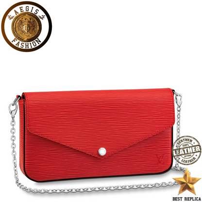 replica louis vuitton felicie pochette epi leather coquelicot red luxury designer handbag buvola