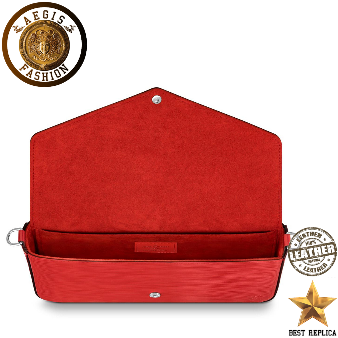 replica louis vuitton felicie pochette coquelicot red structured luxury handbag buvola