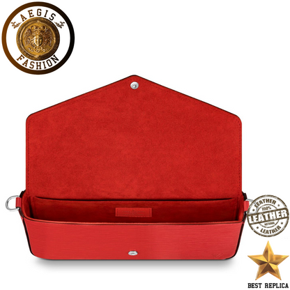 replica louis vuitton felicie pochette coquelicot red structured luxury handbag buvola