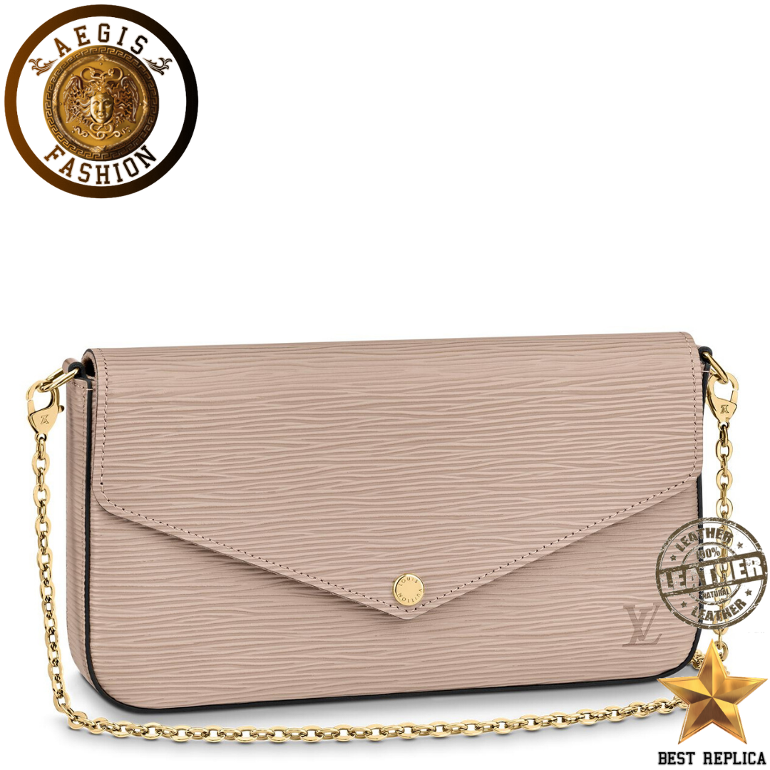 replica louis vuitton felicie pochette epi leather galet grey luxury designer handbag buvola