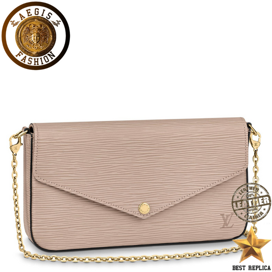 replica louis vuitton felicie pochette epi leather galet grey luxury designer handbag buvola